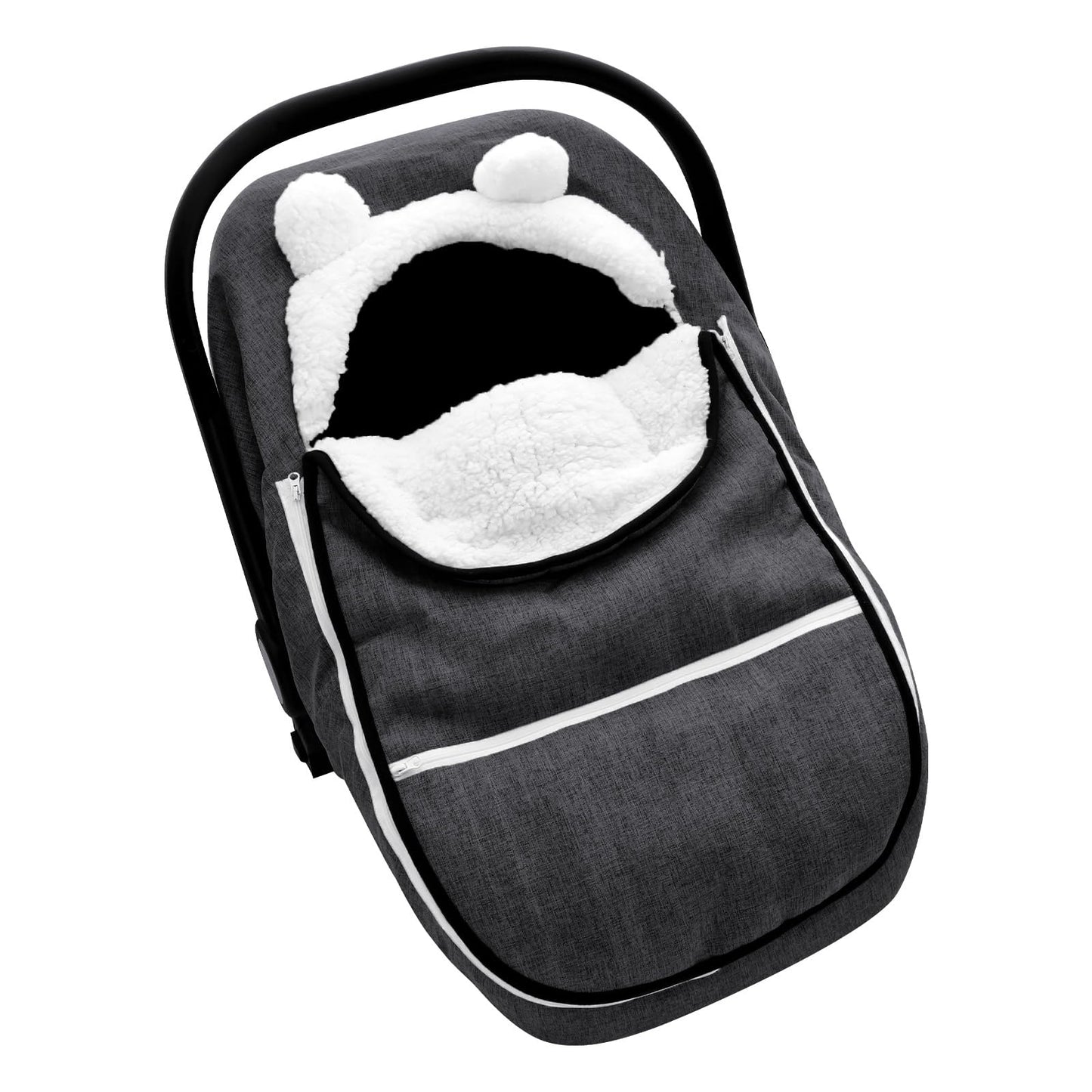 Winter Carseat Cover for Baby Girl Boy, Super Warm & Windproof Baby Car Seat Cover Protect Baby from Cold Weather, Plush Fleece