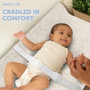 Jool Baby Changing Pad - Contoured, Waterproof & Non-Slip, Includes A Cozy, Breathable, & Washable Cover (Oatmilk/Wave)