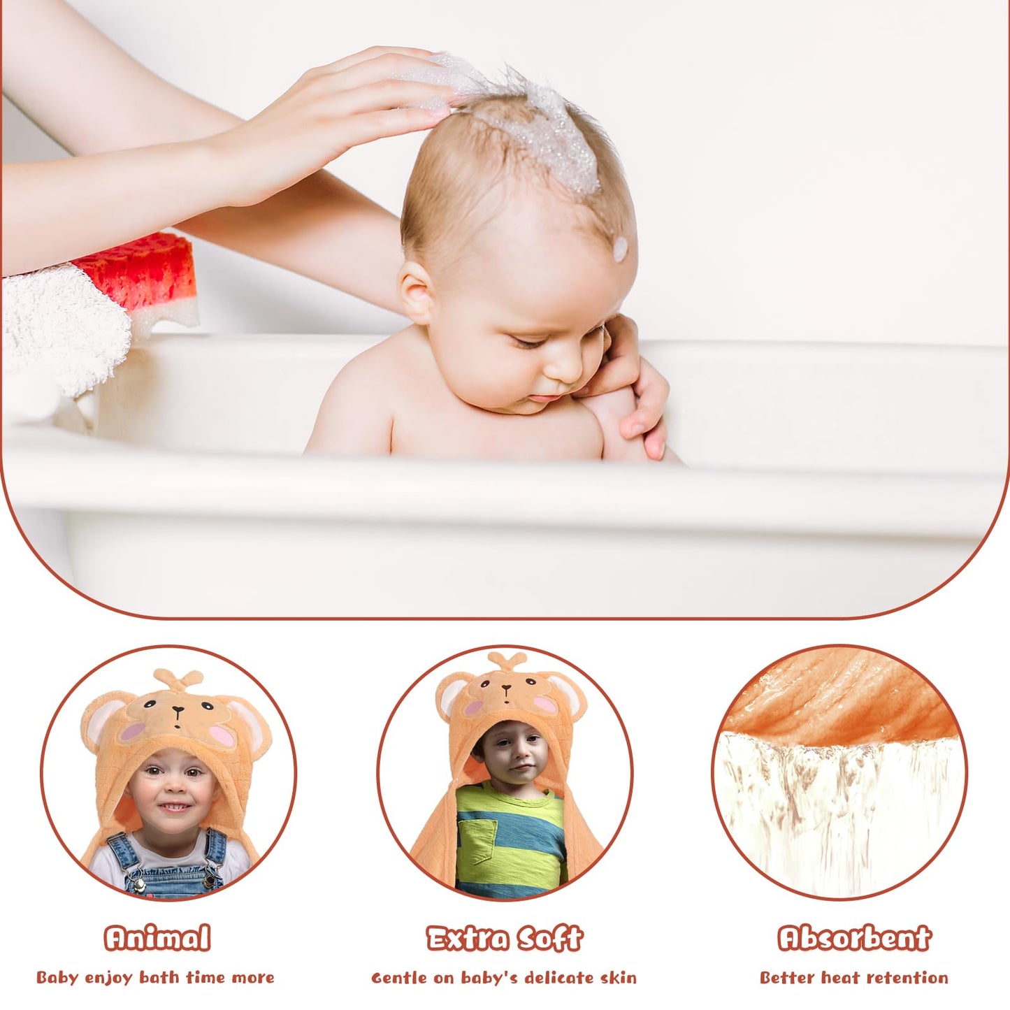 Wodhoy Toddler Towels For Boy, 2 Pcs 50'X32' Hooded Baby Towels Boy,Thick Absorbent Bath Towels For Kids, Coral Fleece Animal