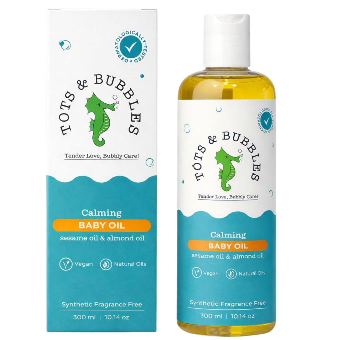 Tots & Bubbles 100% Natural Baby Massage Oil | Almond, Olive & Mustard Oil Blend For Skin & Hair | Lightweight, NonSticky & Gen