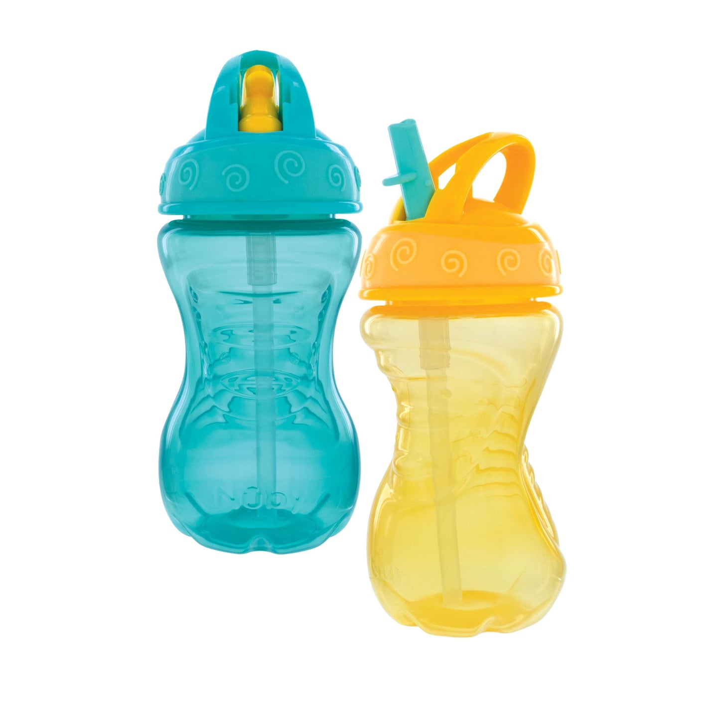 Nuby 2-Pack Flip-It Easy Grip Cups with Easy-Flo Straw, 10 Oz, Neutral