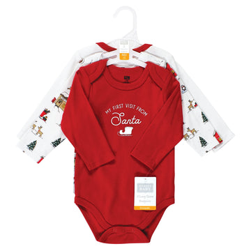 Hudson Baby Unisex Baby Cotton Long-Sleeve Bodysuits, North Pole, 9-12 Months