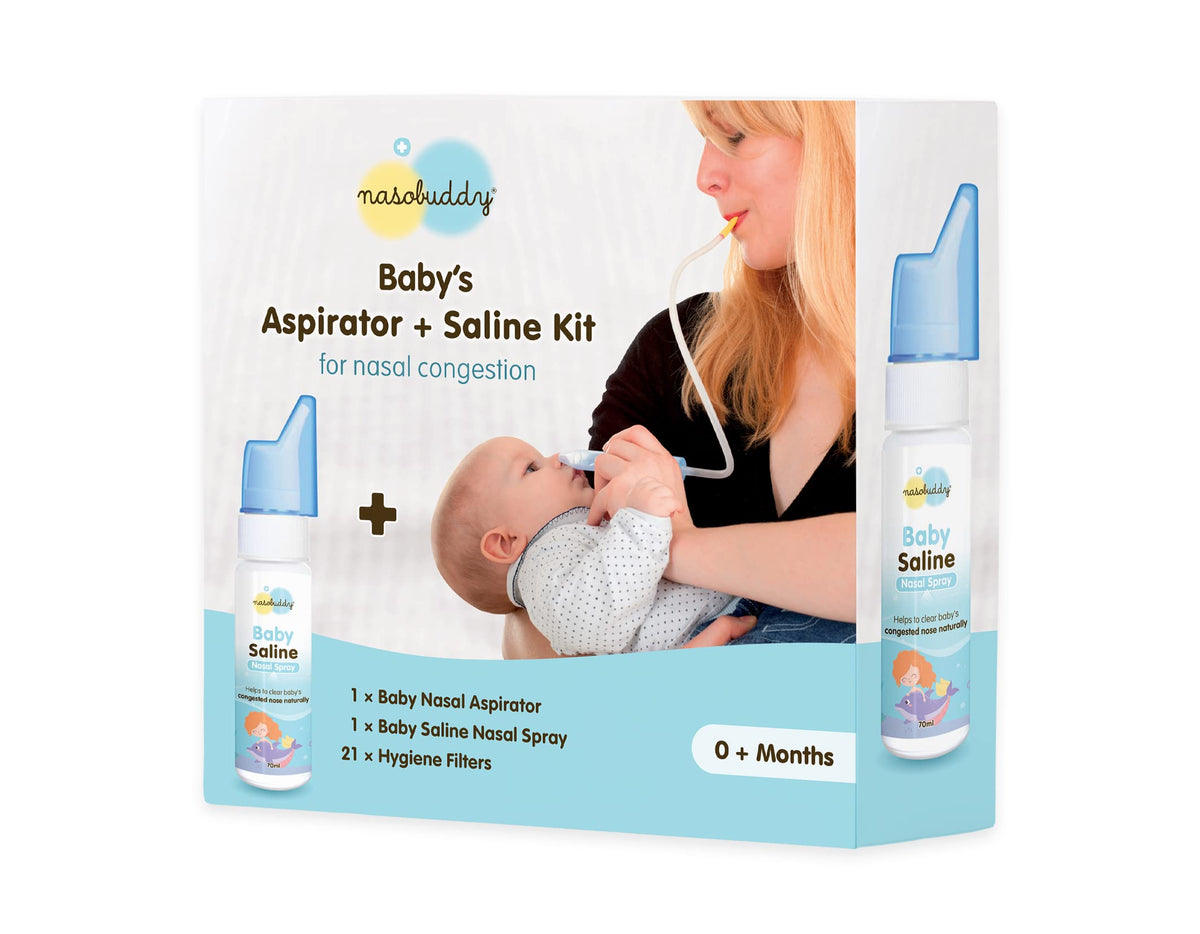 Nasobuddy BabyS Aspirator + Saline Kit Most Efficient Way To Relieve BabyS Nasal Congestion, Clear BabyS Nose (05 Years)