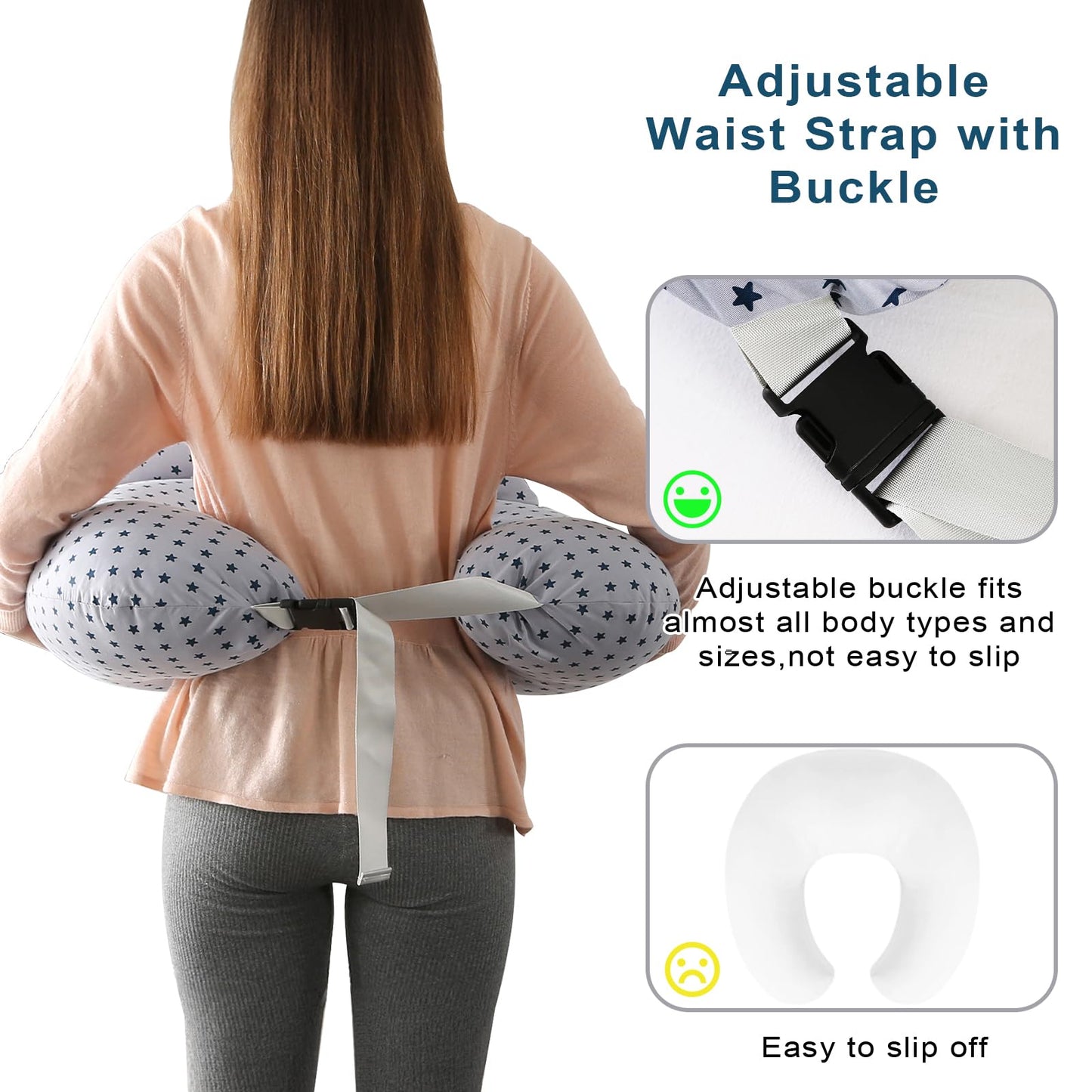 Battop Nursing Pillow For Breastfeeding, Plus Size Breastfeeding Pillows For More Support,With Adjustable Waist Strap And Remova