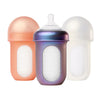 Boon Nursh Reusable Silicone Baby Bottles With Collapsible Silicone Pouch Design - Baby Bottle Set - Baby Feeding Essentials - S