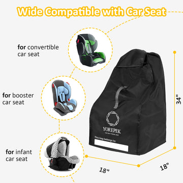 Yorepek Car Seat Travel Bag Backpack, Universal Car Seat Bags For Air Travel Fits Convertible,Booster,Infant Carseat, Carseat Tr