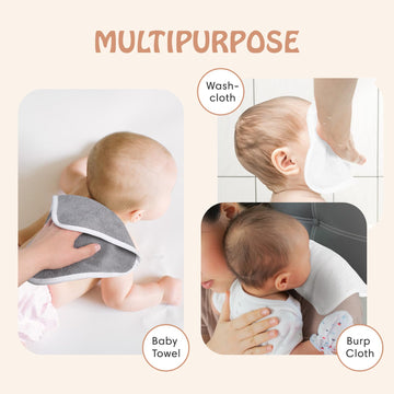 Cagreex Reusable Organic Baby Washcloths Set: 6 Packs 10 * 10 Ultra Soft Wash Cloth Viscose From Bamboo Absorbent Infant Newborn