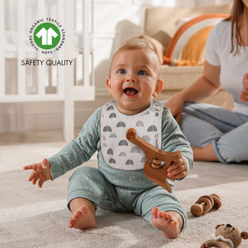 Egmao Baby 12 Pack Organic Cotton Drooling Bibs For Infants, Newborns, Toddlers, Unisex, Animal Set, Machine Washable