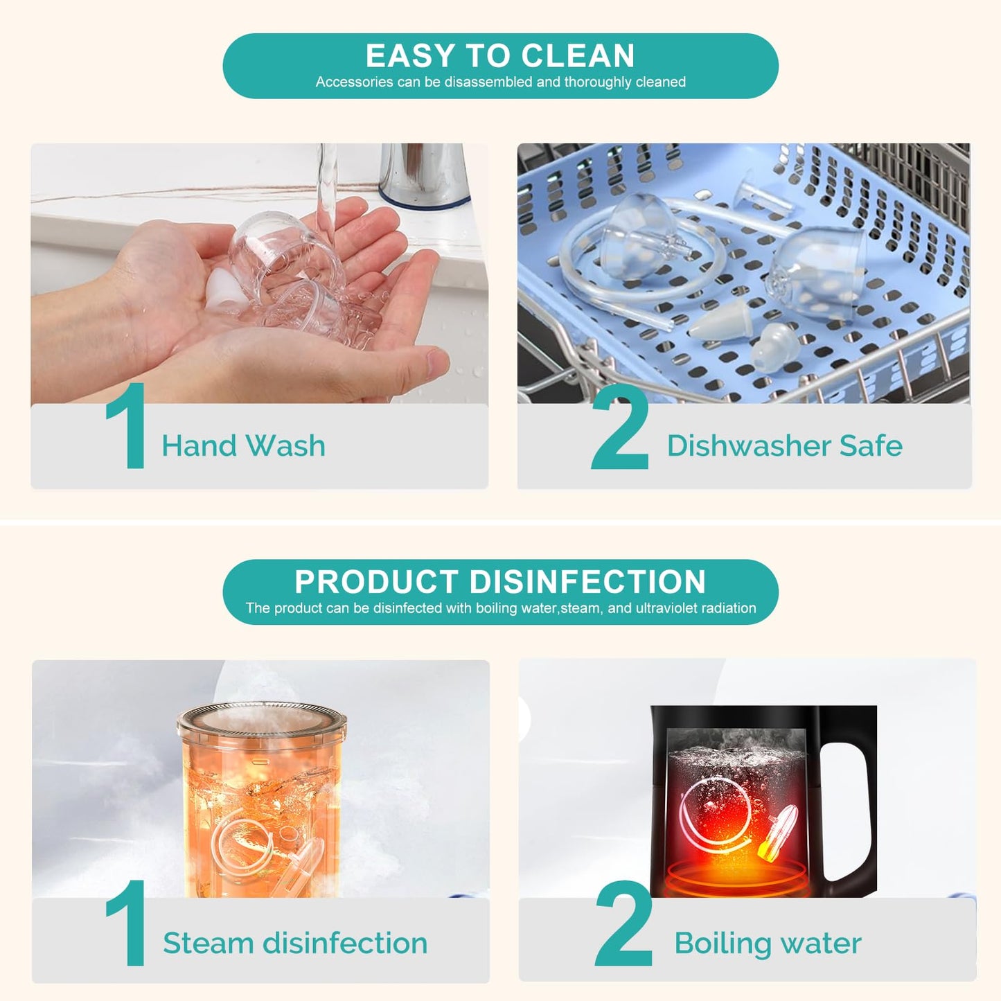 Nasal Aspirator For Baby, Portable Hand Puller Nose Sucker, Quiet Suction Easy To Operate | Reusable | Soft Silicone Nose Cleane