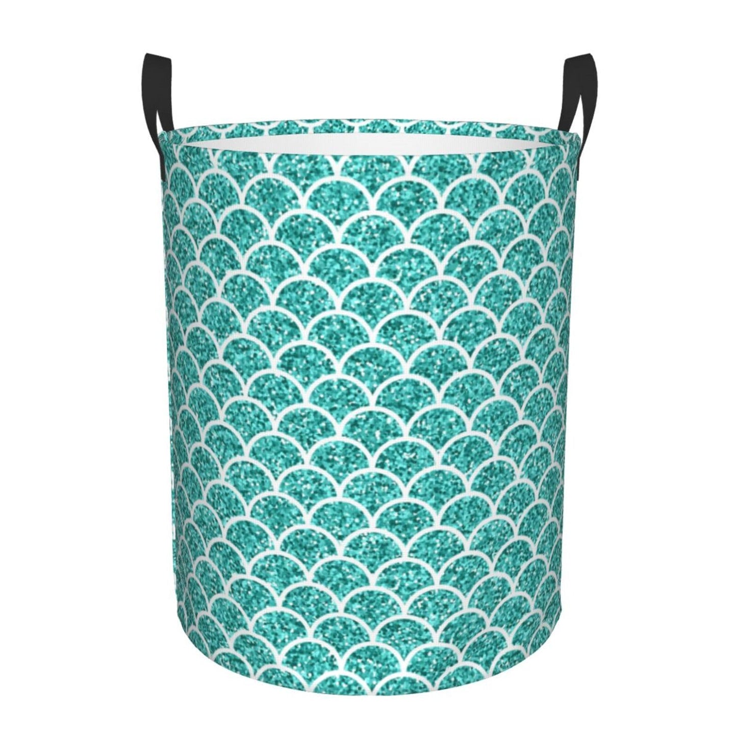 Pevtufa Aquamarine Glitter1 Foldable Laundry Basket Organizer,Fabric Clothes Toy Storage Basket Nursery Hamper Storage Bin For H
