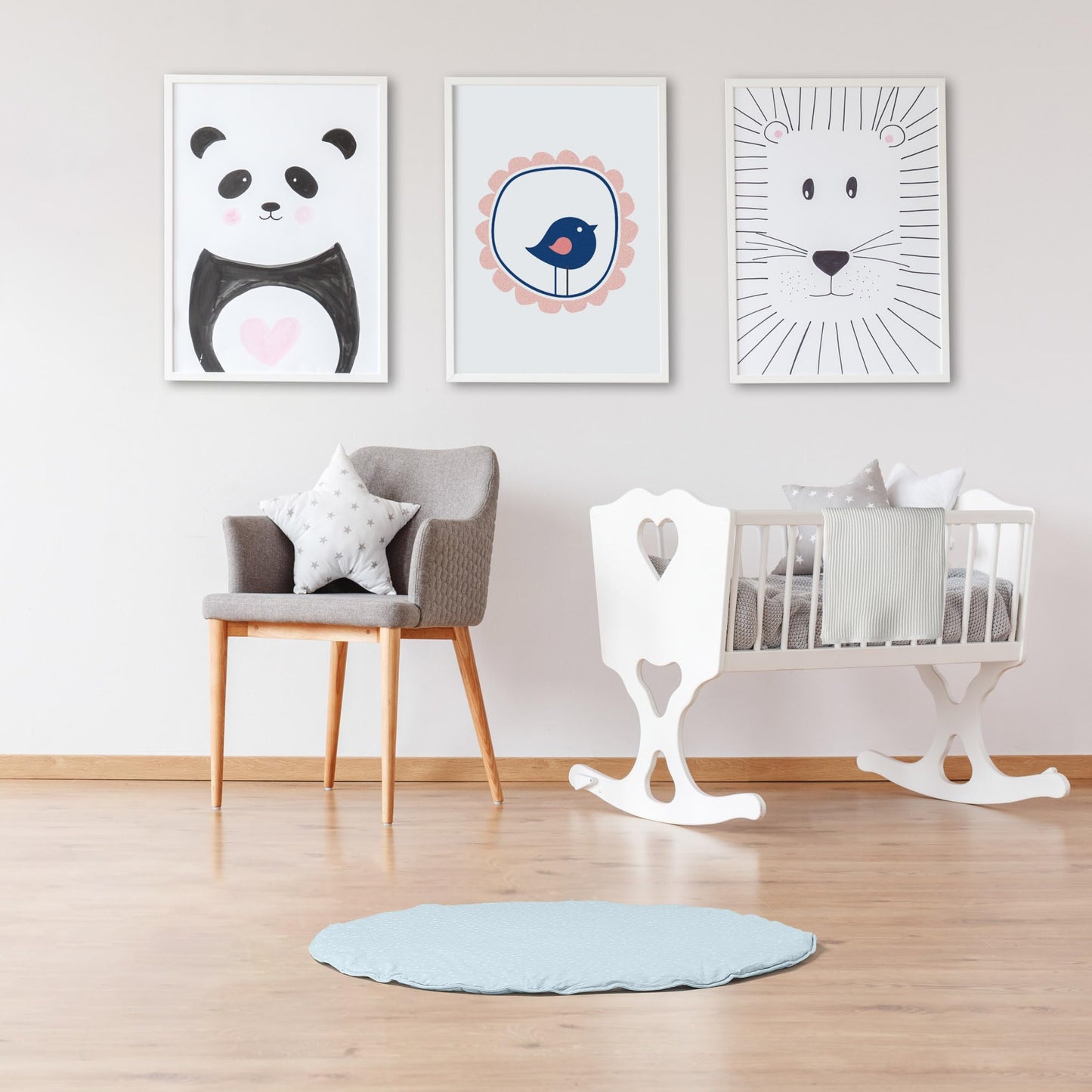 Byrd & Blume Round Baby Play Mat, Organic Cotton Soft Padded Nursery Floor Mat, Safe Hypoallergenic Baby Mat, Reversible, Foldab