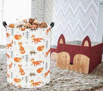 Tibaolover Foxes Kids Laundry Basket Baby Hamper Foxes Toy Storage Bin For Boys Room Decor Baby Nursery Hamper Gift Baskets For