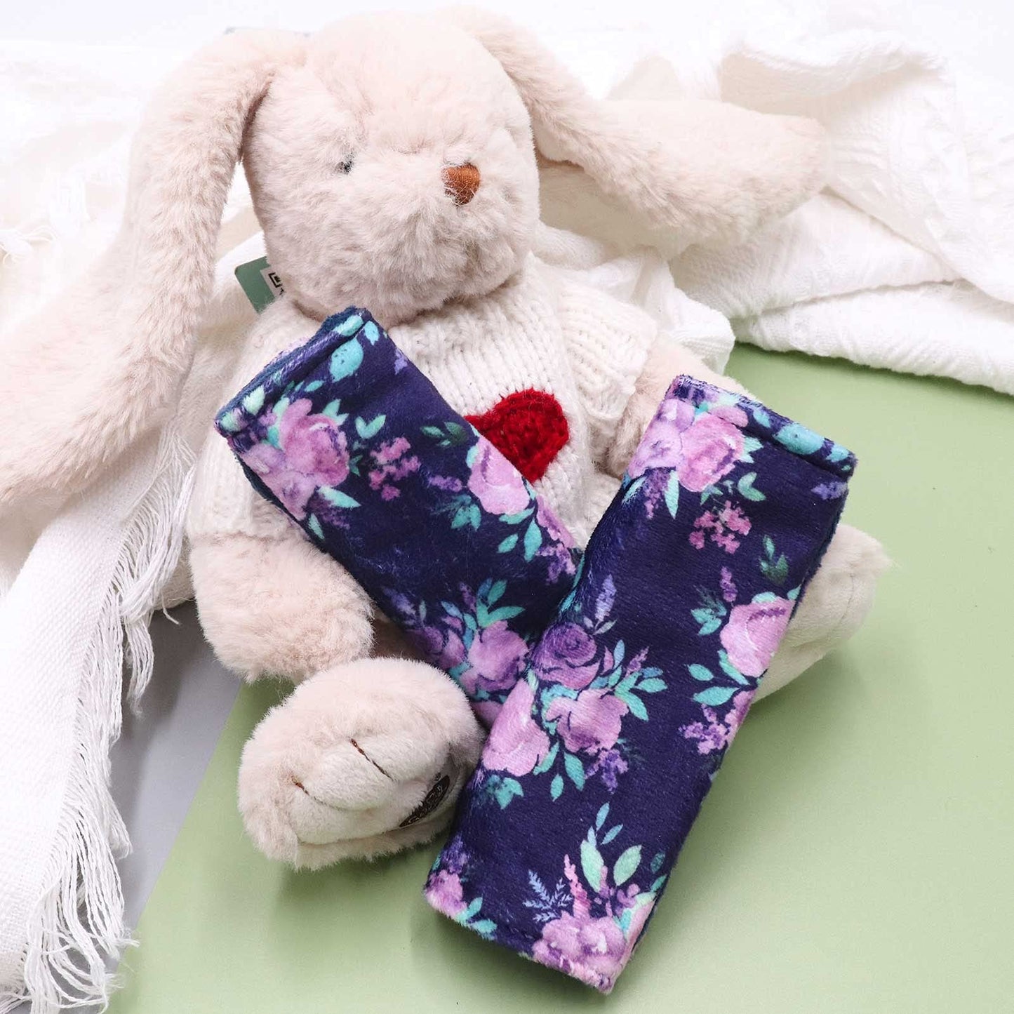 Baby Car Seat Belt Covers, Purple Flower Car Seat Strap Covers For Boys Girls, Fleece Stroller Strap Cover For Kids, Soft Car Se