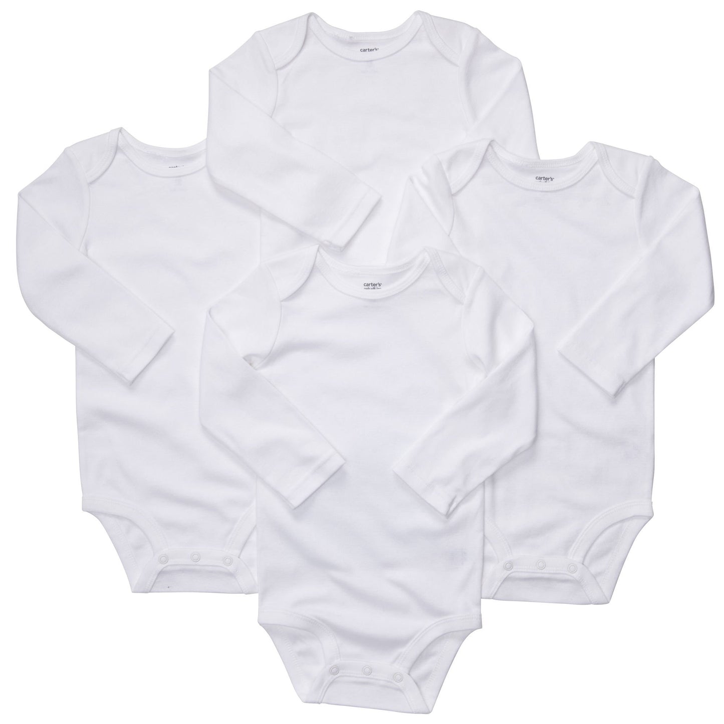 Carter'S Unisex-Baby 4-Pack Long Sleeve Bodysuits - White - 9M