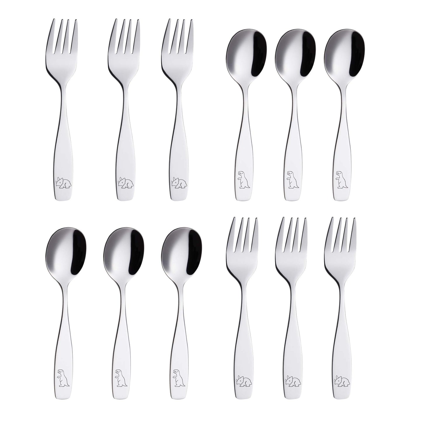 Annova Children'S Flatware 12 Pieces Set - Stainless Steel Silverware 6 X Safe Forks, 6 X Dinner Spoons - Kids Toddler Utensils