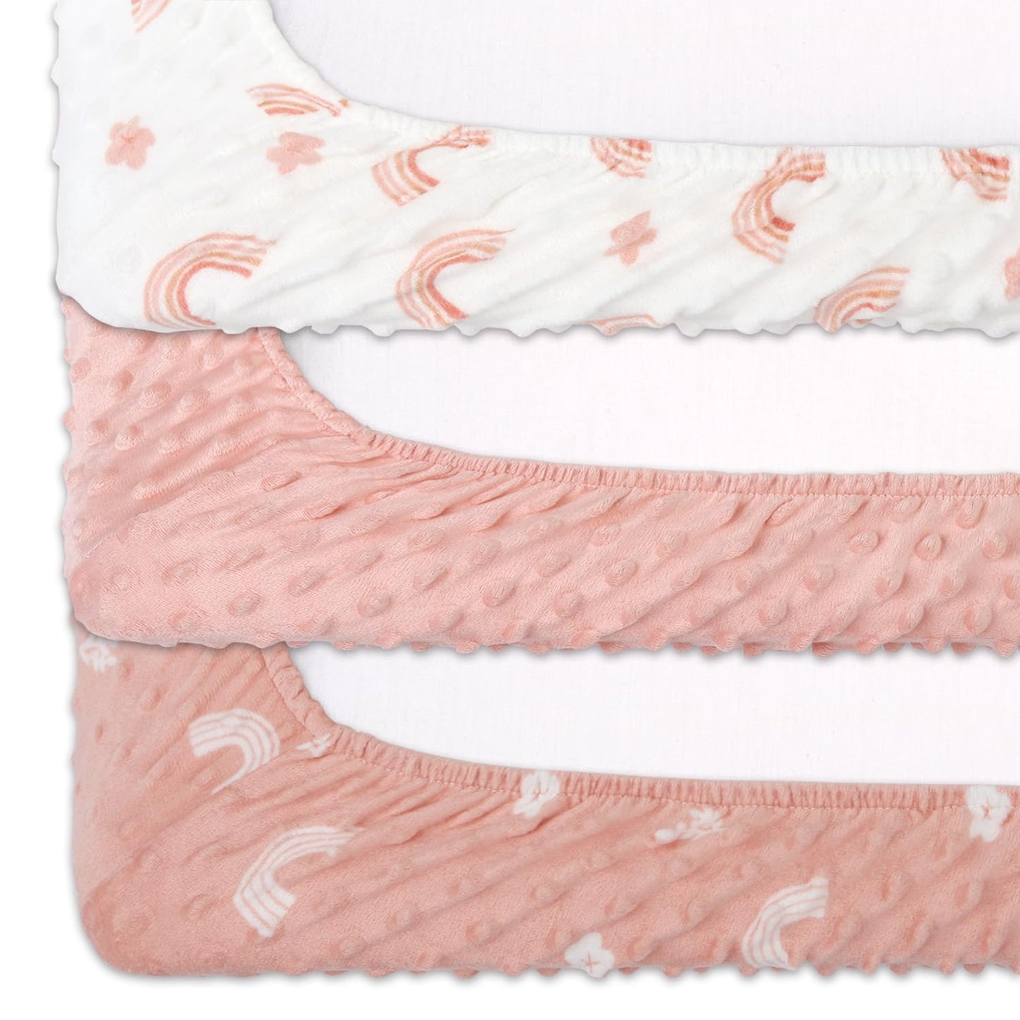 The Peanutshell Baby Changing Pad Covers Girl, Pink Minky Changing Table Sheets For Girls, Boho Rainbow Floral Nursery Decor