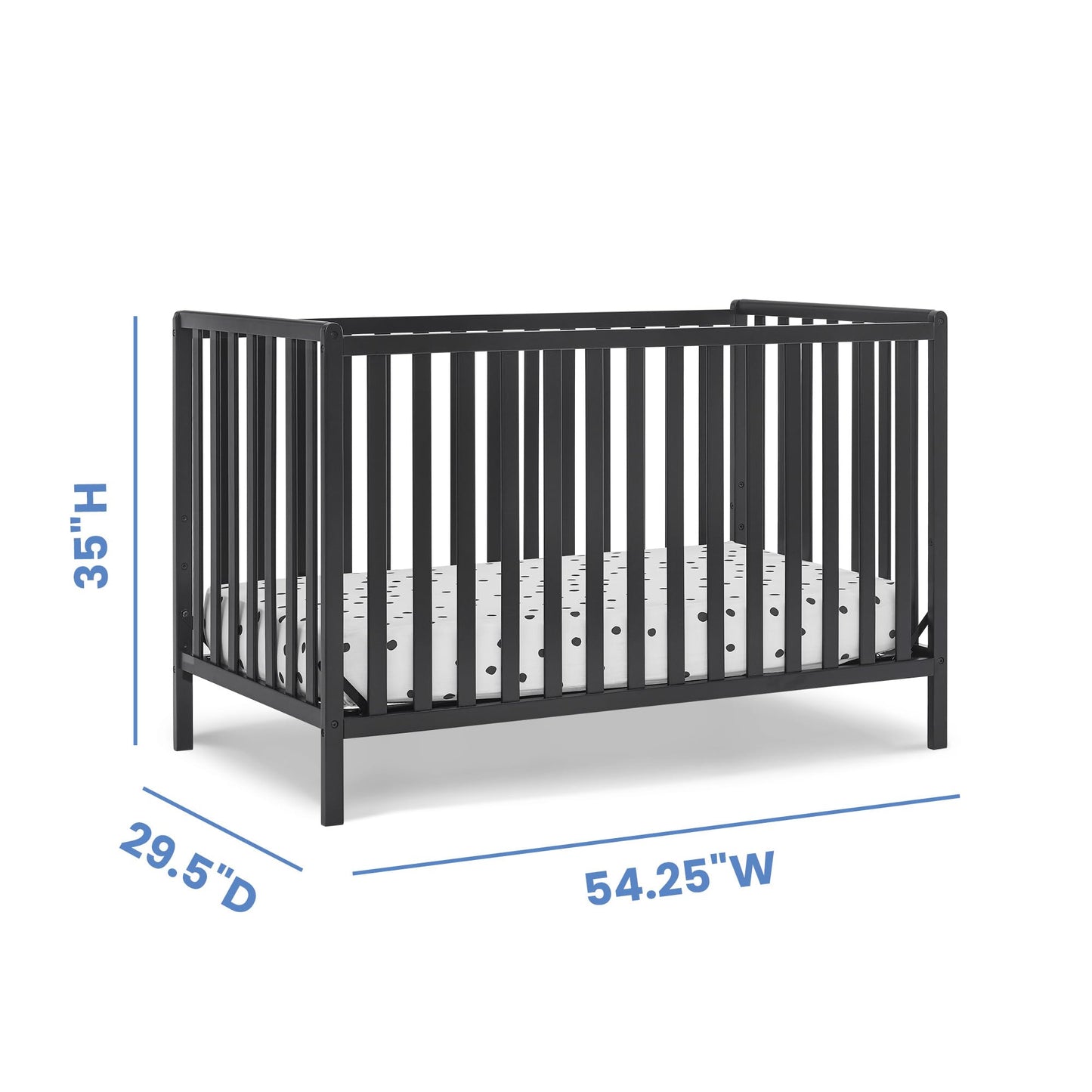 Delta Children Heartland 4-In-1 Convertible Crib, Black