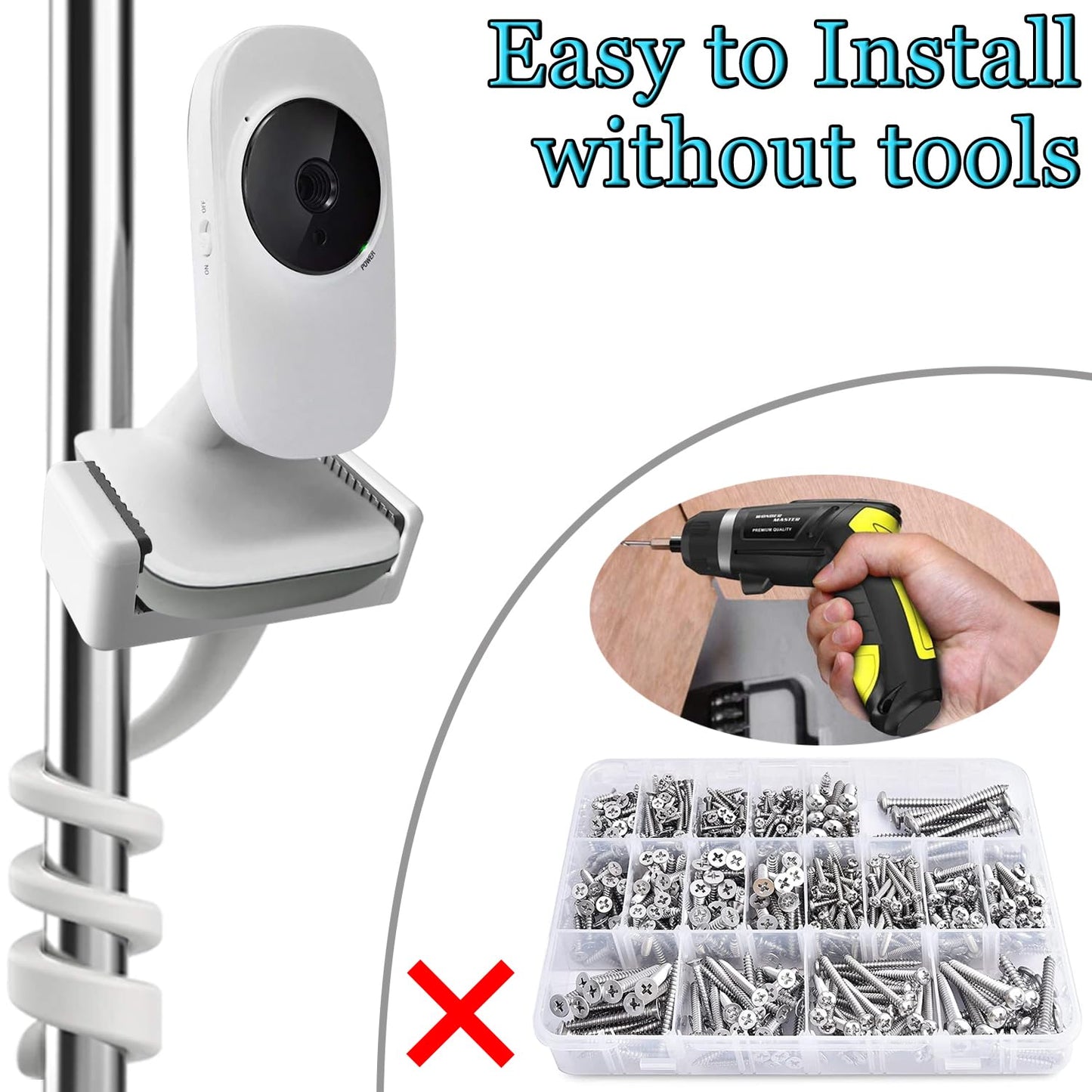 Universal Baby Monitor Mount Holder For Vtech Vm3252 Vm819, Hello Baby Hb30 Hb35, And Most 5.3 To 8.1Cm Wide Baby Monitors Camer