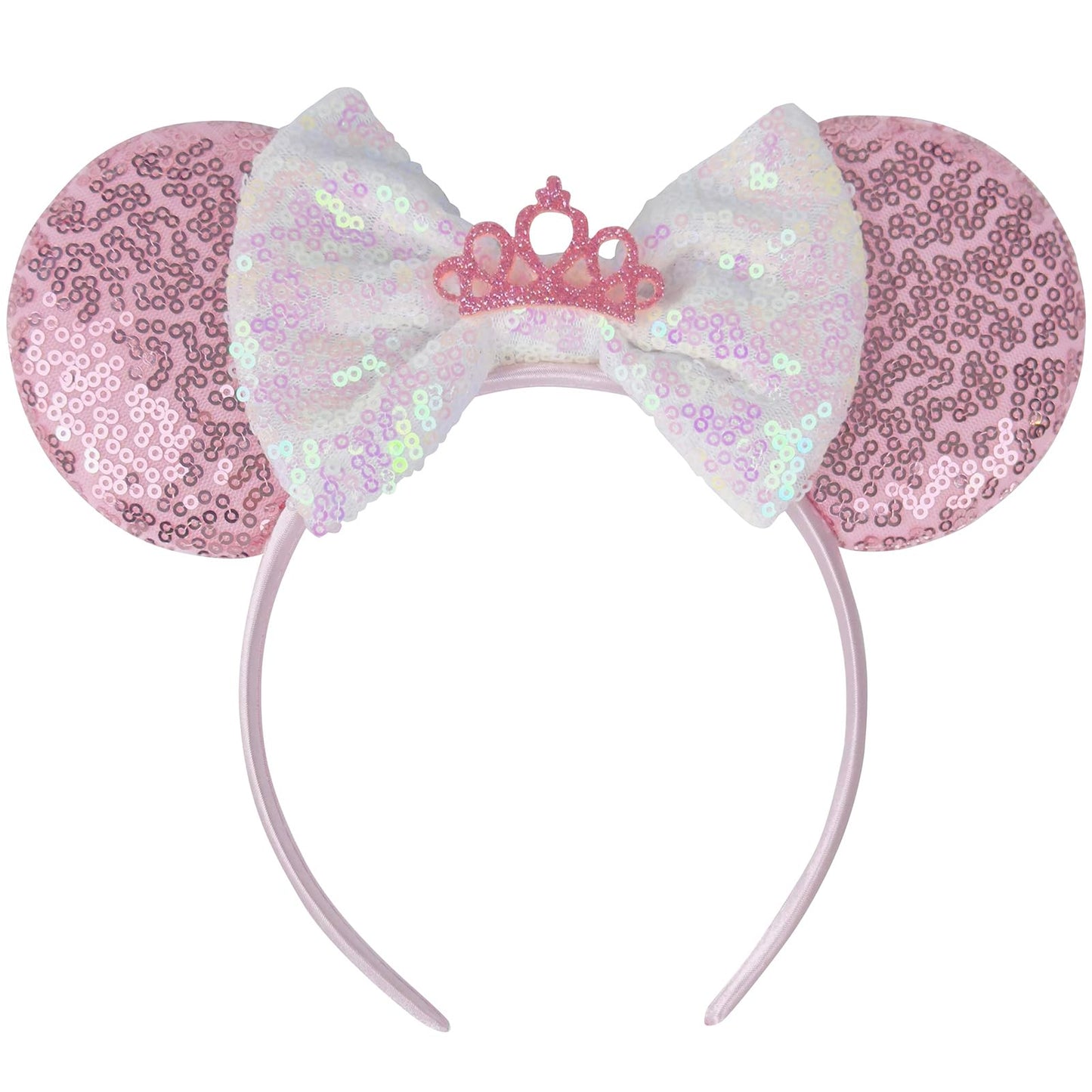 Foeran Mouse Ears Headbands, Sequin Mouse Ears Headband With Bow For Kids Adults Women, Accessories For Birthday Party Cosplay C