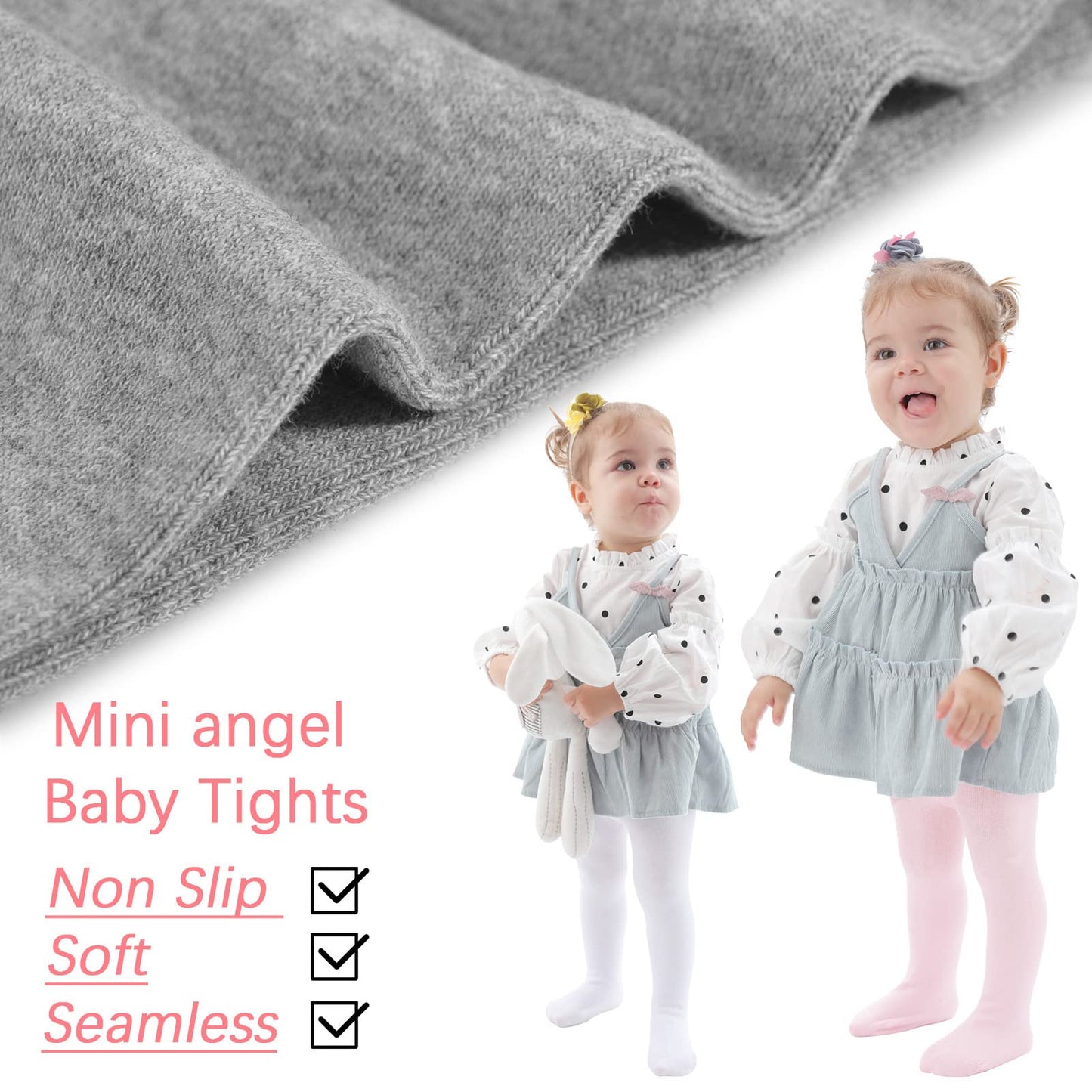 Mini Angel Baby Girl Tights Non Slip Baby Tights Warm Cotton Leggings 2-4 Years Seamless Pantyhose Non-Skid Grip For Toddler 2 P