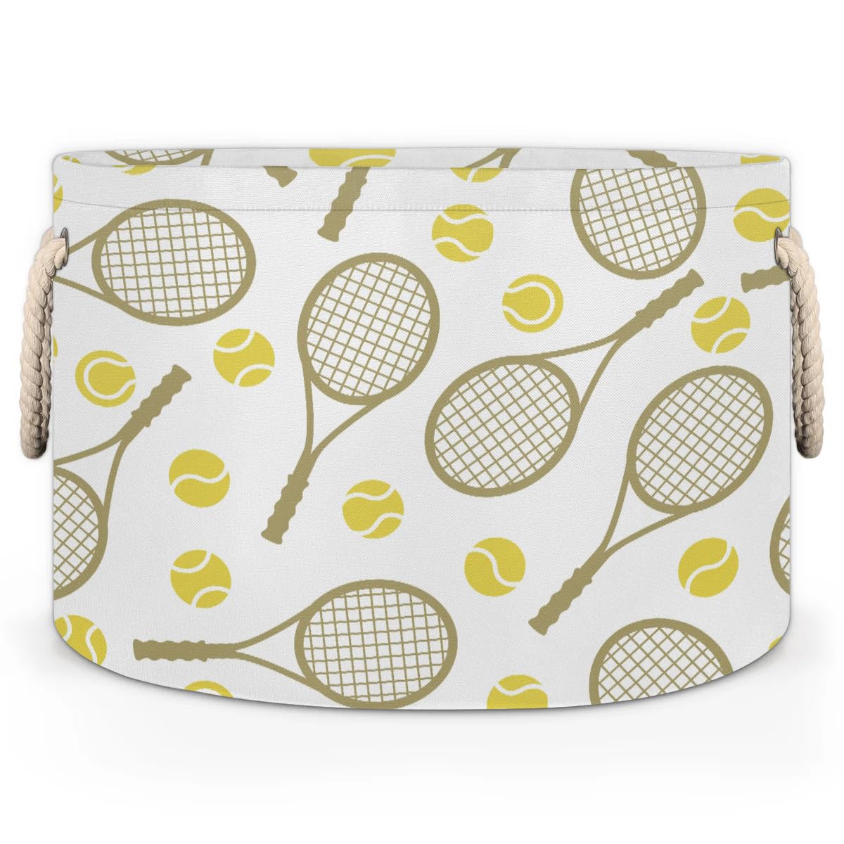 Pardick Large Round Storage Basket Sports Tennis Collapsible Circle Storage Bin Laundry Hamper With Handle For Kids Boy Girls To