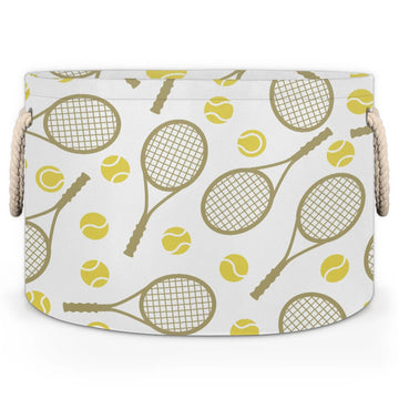 Pardick Large Round Storage Basket Sports Tennis Collapsible Circle Storage Bin Laundry Hamper With Handle For Kids Boy Girls To