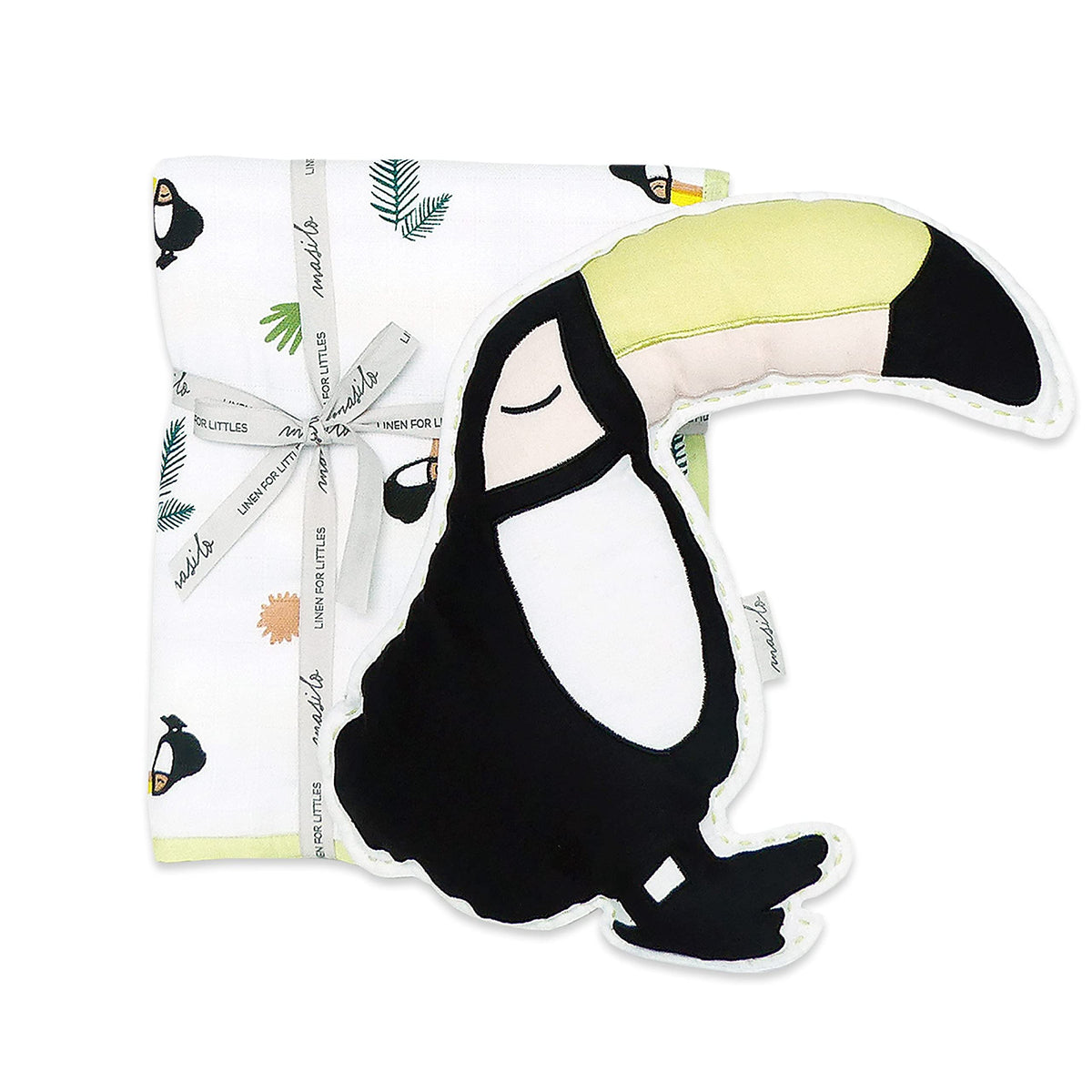 Masilo 100% Organic Cotton Muslin Baby Blanket with Toy for Newborn/InfantSnuggle Blanket for babies1xSnuggle Blanket (42 x 42