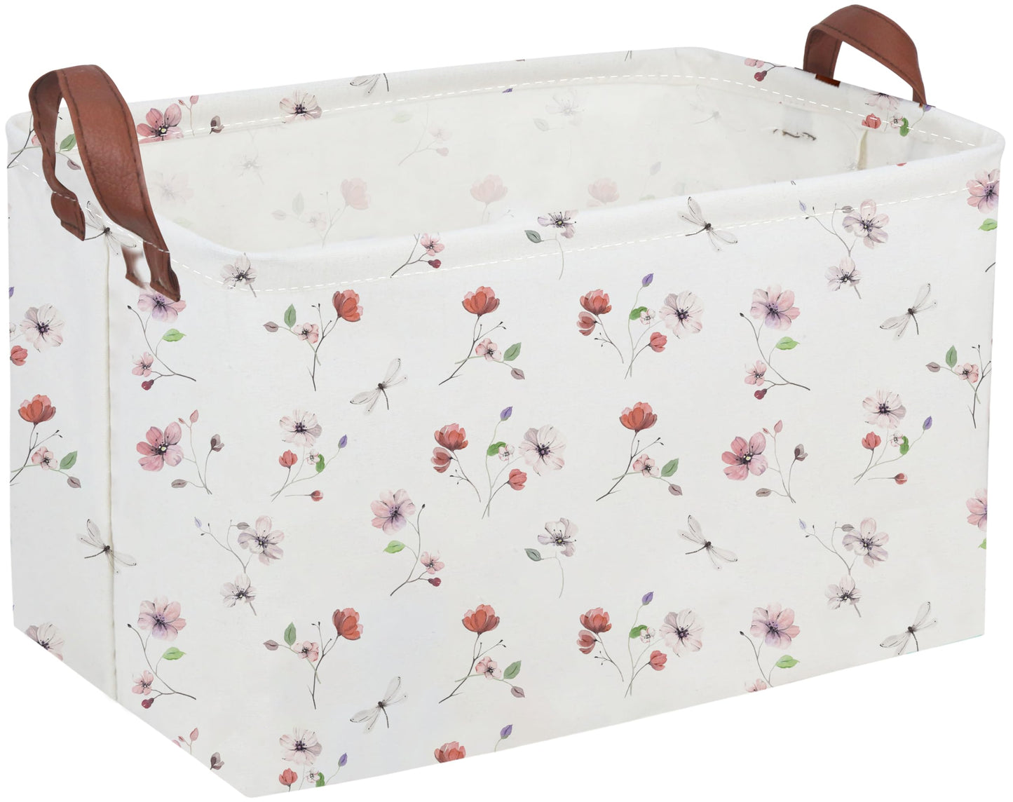 Sanjiaofeng Rectangular Kids Basket Flower Storage Bins,Girls Storage Basket with Handles.Clothers,Books,Kid s Gifts Bins. (Dri