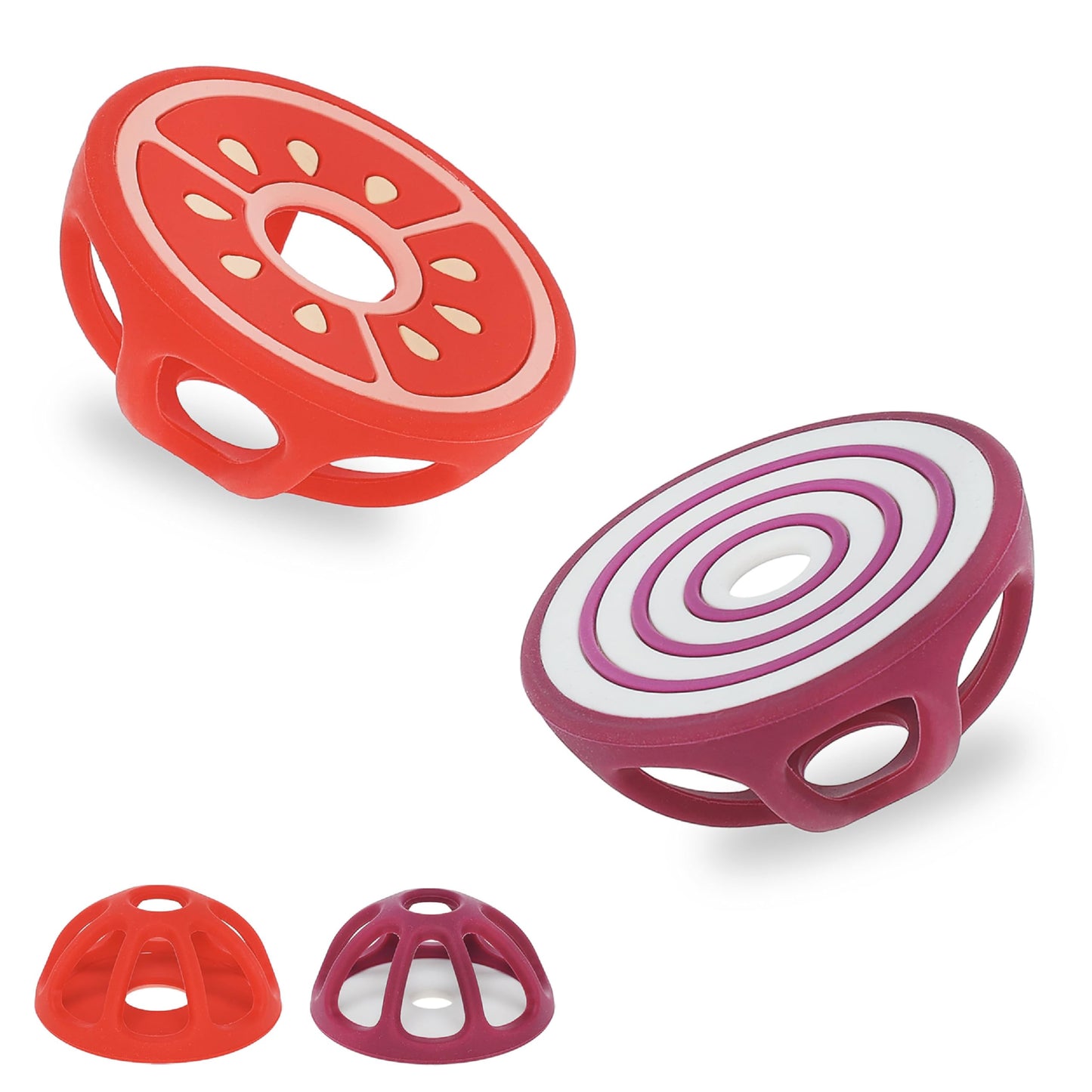 Tomato and Red Onion Silicone Teethers Baby Teething Toys, Newborn Essentials Must Haves, Easy-to-Hold Design Teething Ball Baby