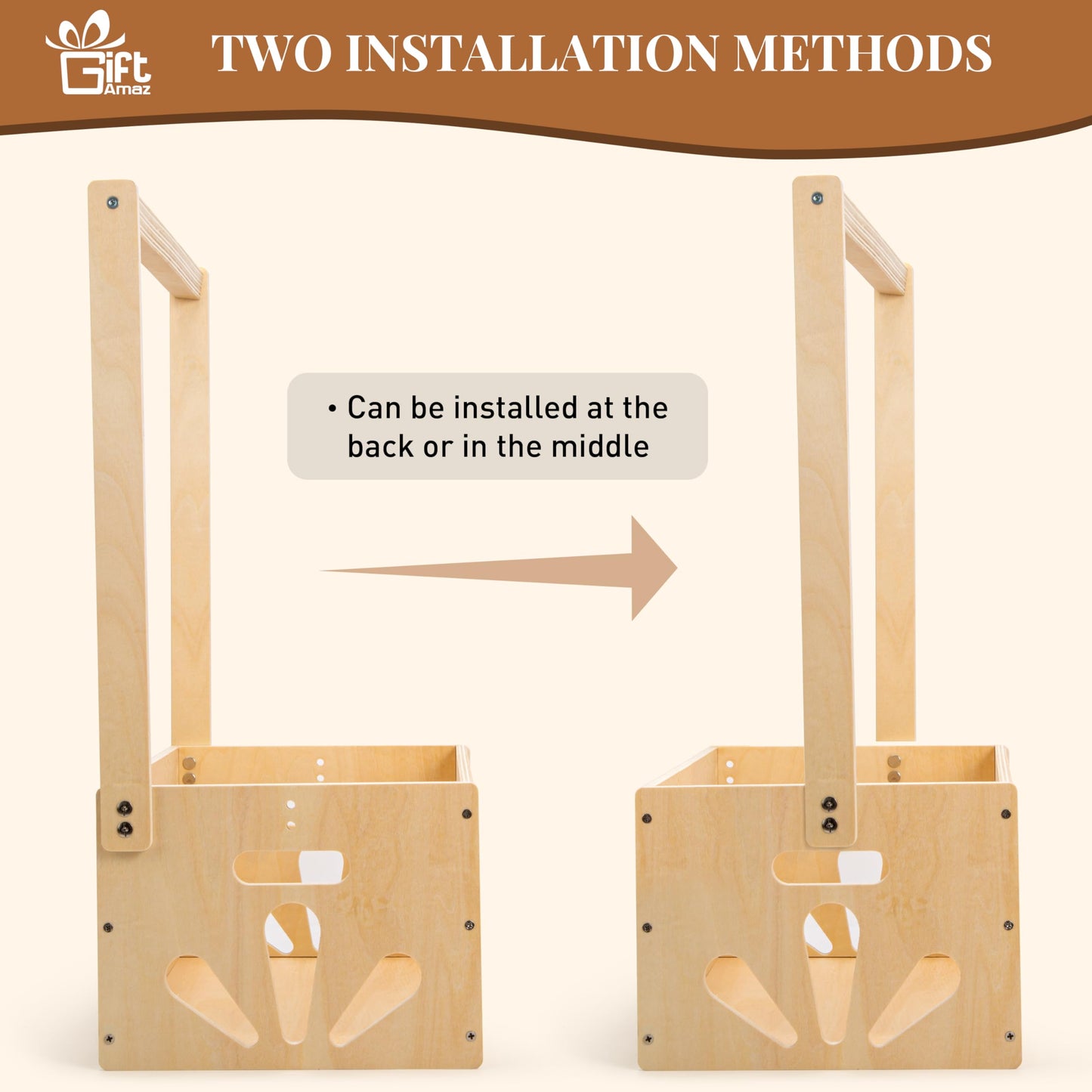 Giftamaz Wooden Baby Shower Crate Closet, Baby Storage Crate With Handle, Basket For Baby Shower Gifts, Welcome Gift Basket For