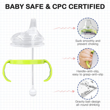 Sippy Cup Conversion Kit For Comotomo Baby Bottles, Soft Straw Top And Weighted Straw Transition Kit With Handles, Set Of 3