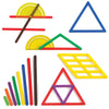 LEARNING ADVANTAGE GeoStix Basic Set - 80 Construction Sticks - 24 Activity Cards - 2 Protractors - Build 2D Shapes and Measure