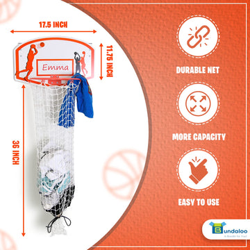Bundaloo Basketball Laundry Hamper - Over The Door 2 In 1 Hanging Basketball Hoop Or Laundry Hamper Boys & Girls Room Decor - Fu