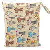 Sigzagor Medium Wet Dry Bag Baby Cloth Diaper Nappy Insert Bag Reusable Washable With Two Zippered Pockets (Cats)