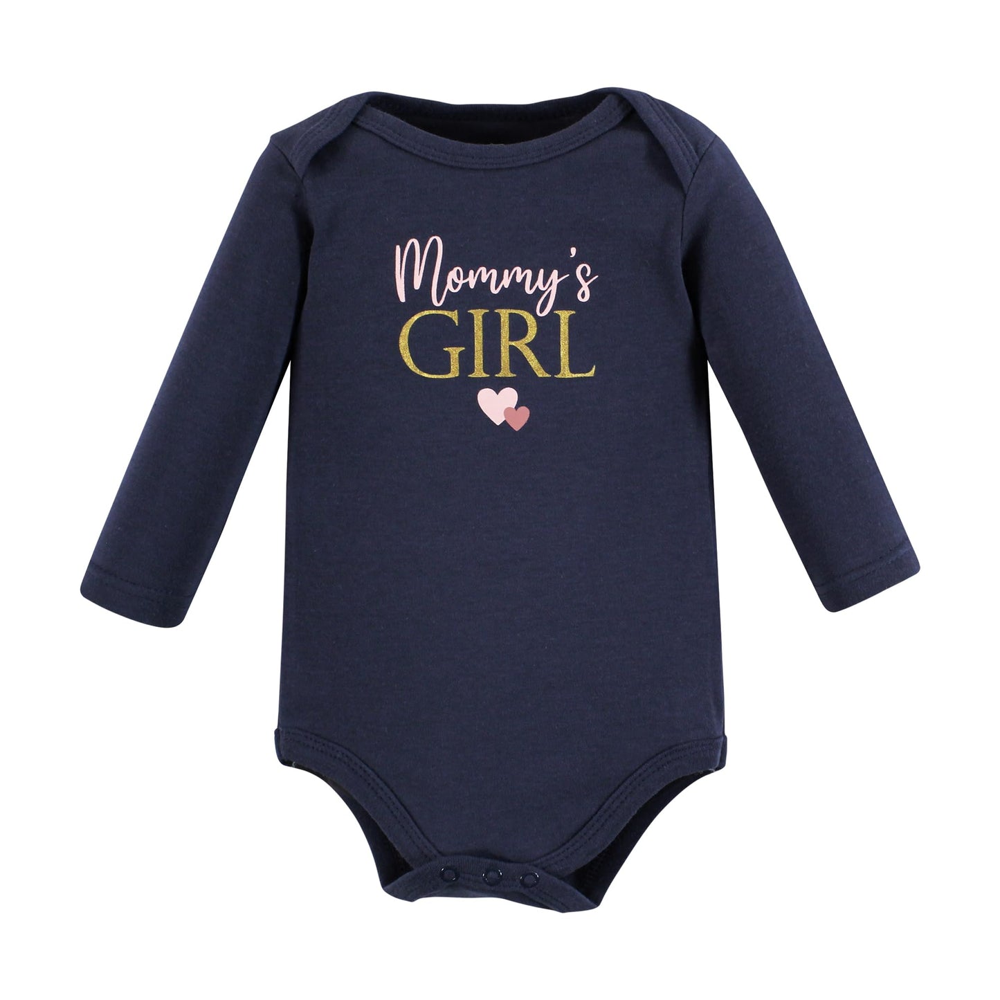 Hudson Baby Unisex Baby Cotton Long-Sleeve Bodysuits, Girl Mommy Pink Navy, Preemie