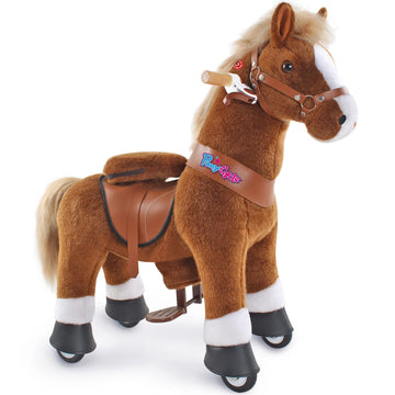 PonyCycle Official Classic U Series Ride on Horse Toy Plush Walking Animal Black Horse Size 3 for Age 3-5 Ux326