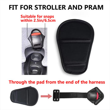 Seedfuture Baby Stroller Seatbelt Crotch Cushion Black 2 Piece, Universal Pram Belt Pads For Newborns Infants Kids, Pushchair Se