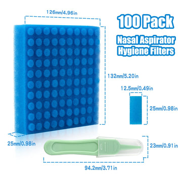 Qunlions Life 100-Pack Of Premium Nasal Aspirator Hygiene Sponges, Replacement For Nosefrida Nasal Aspirator Filters, Bpa, Phtha