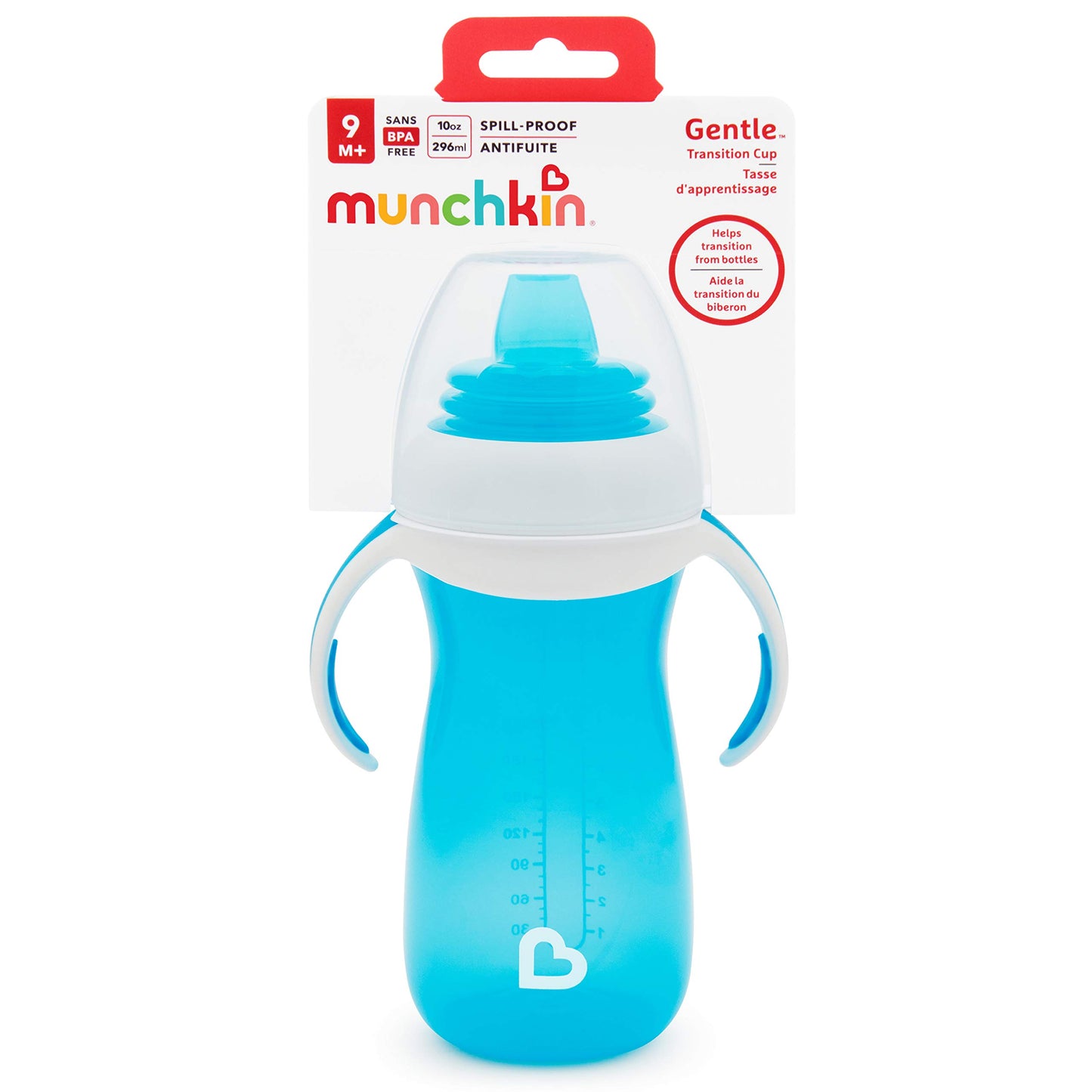 Munchkin Gentle Transition Sippy Cup With Trainer Handles, 10 Ounce, Blue