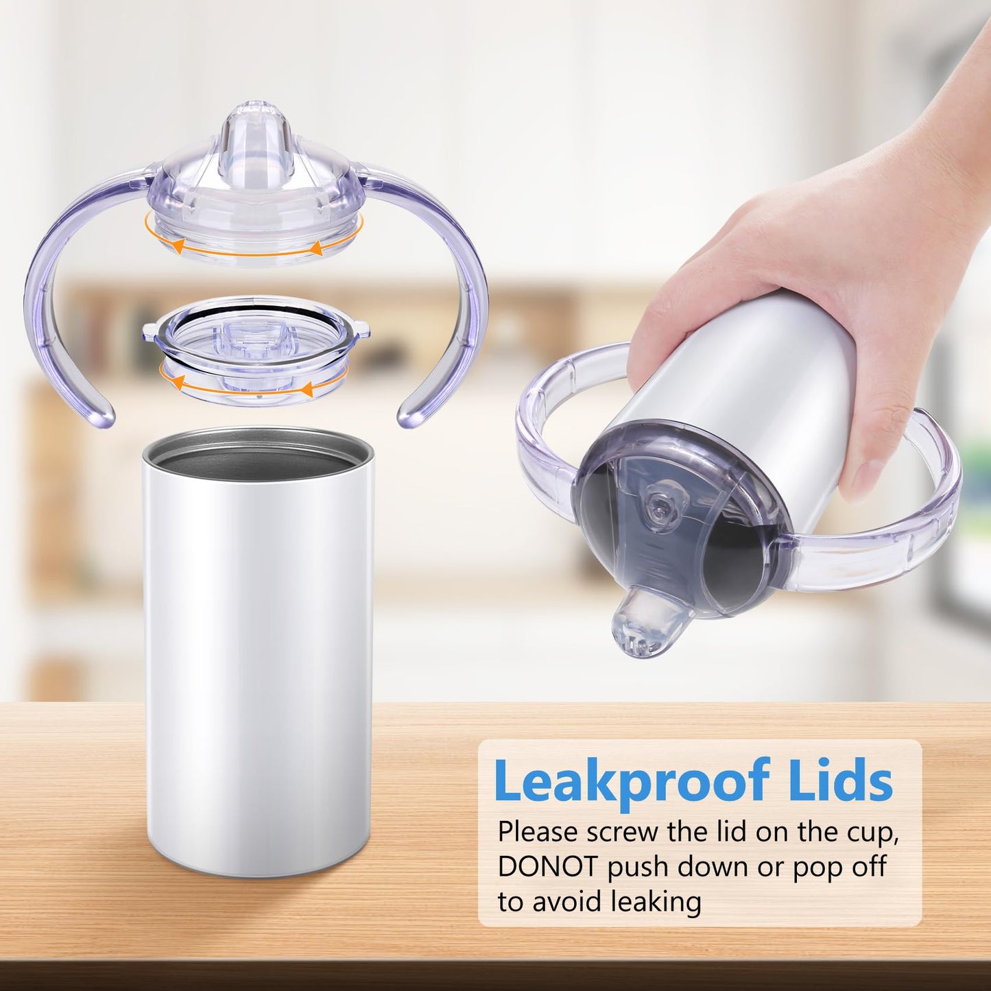 Rommeka Sublimation Sippy Cup Blank, 4 Pack 12Oz Kids Sublimation Tumblers With Straws, Insulated Straight Tumbler With Handle A