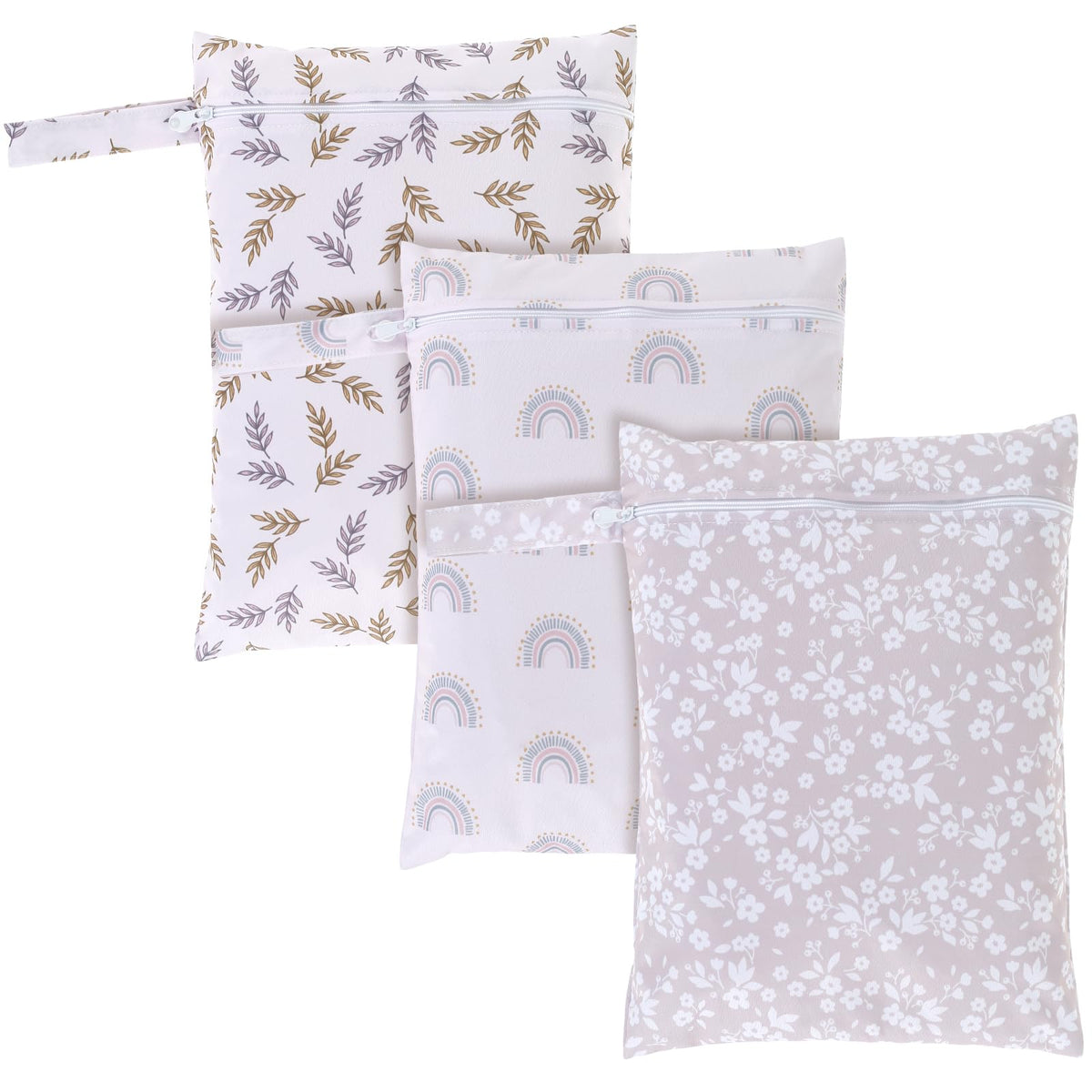 Tcwhniev 3 Pack Storage Wet Bag with Zipper Closure, Waterproof Wet Storage Bag for Swimwear, Baby Diapers, Style 1, Baby Wet Ba