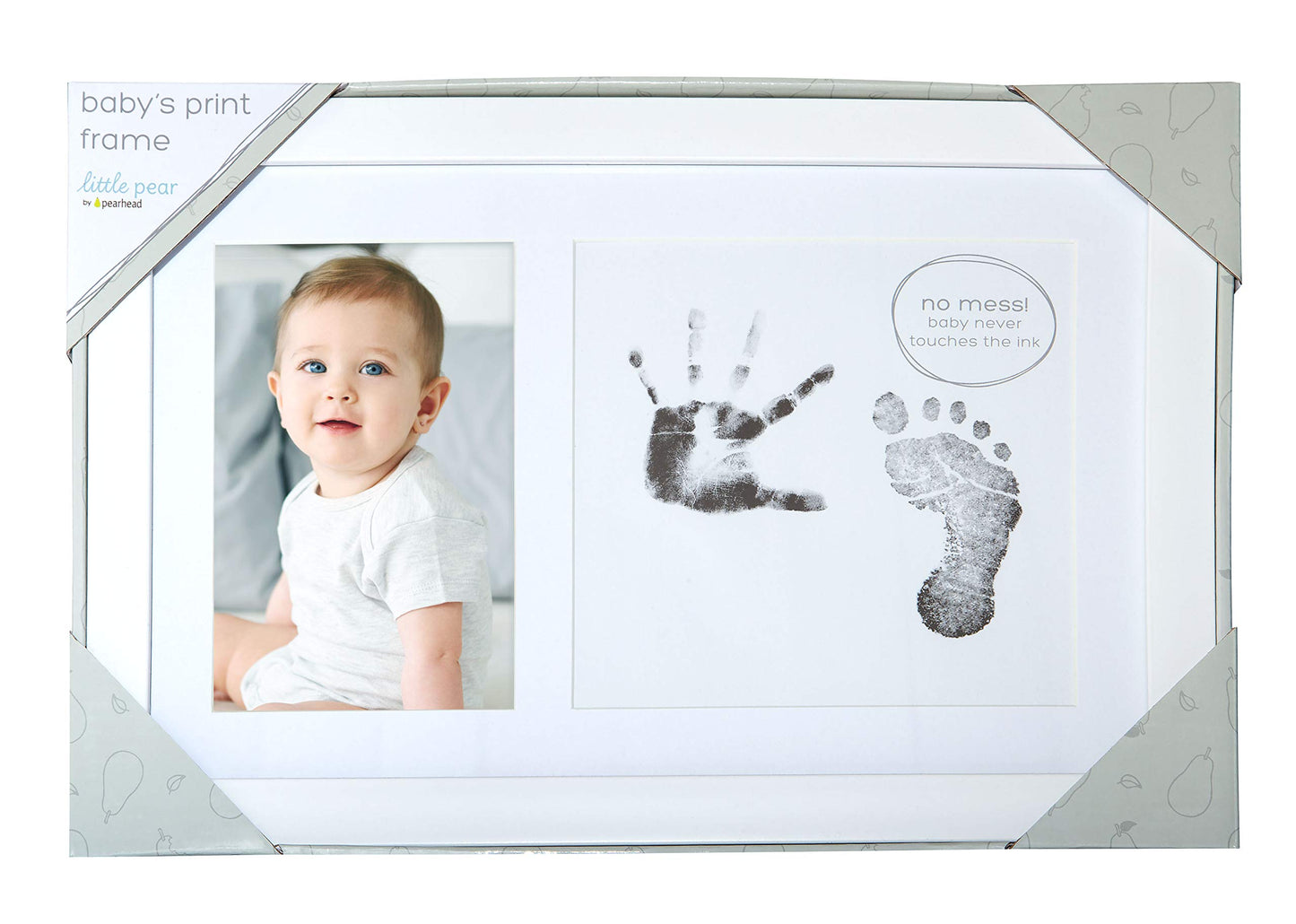 Little Pear Baby Handprint & Footprint Frame, Gender-Neutral Baby Prints Frame, Baby Girl Or Baby Boy Prints Picture Frame, Whit