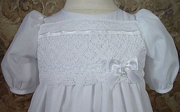100% Cotton Girls Preemie Dress Christening Gown Baptism Set With Lace Hem 2-3Lbs White