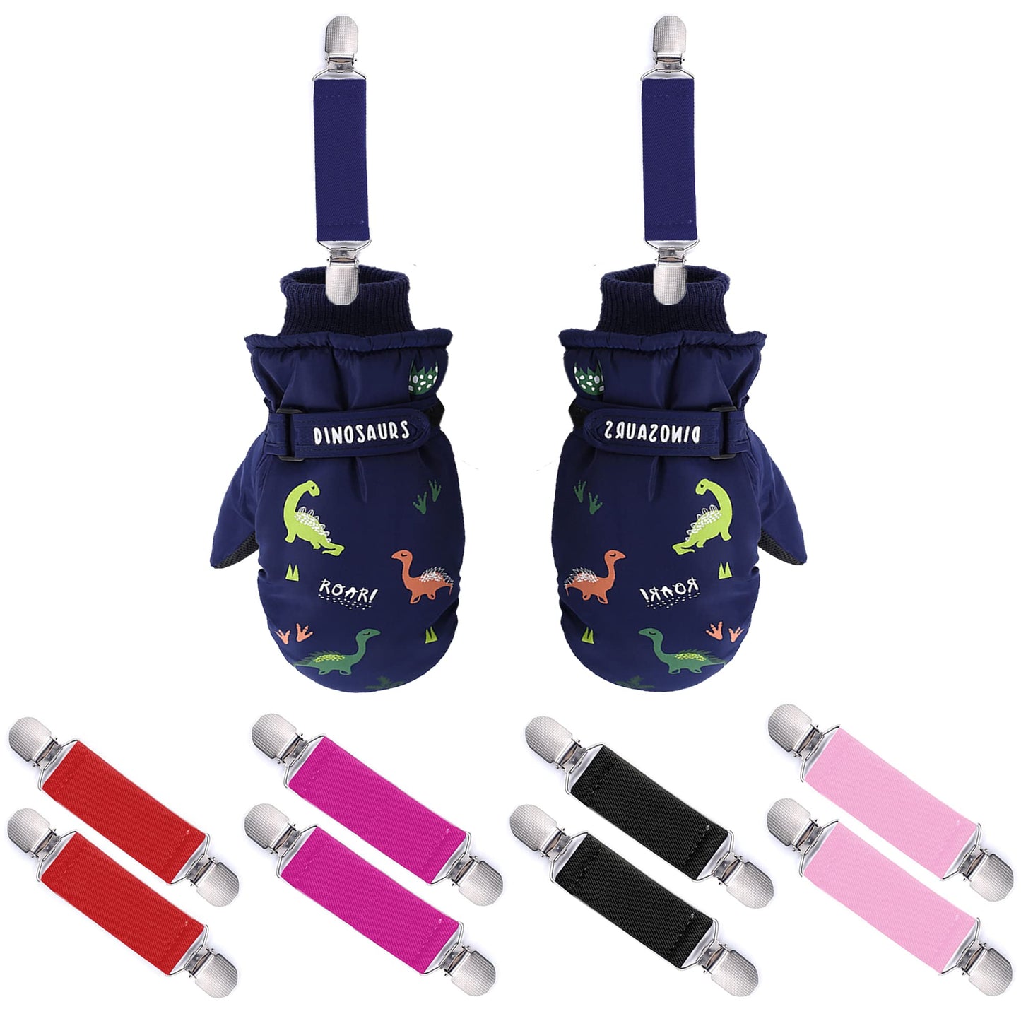 Uttpll Glove Clips Stainless Steel Gloves Clips For Kids Babys Toddlers Winter Boys Girls Elastic Mitten Clips 2 Pairs Black One