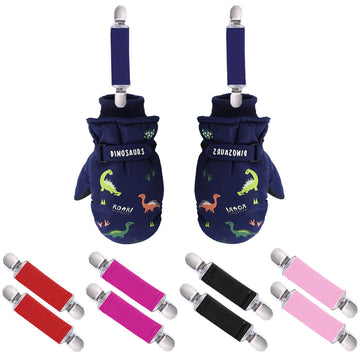 Uttpll Glove Clips Stainless Steel Gloves Clips For Kids Babys Toddlers Winter Boys Girls Elastic Mitten Clips 2 Pairs Black One