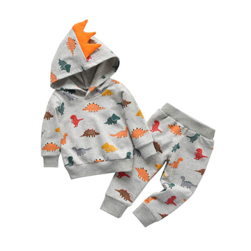 Toddler Infant Baby Boy Clothes Colored Dinosaurs Long Sleeve Hoodie Tops Sweatsuit Pants Outfit Set (2-3T)