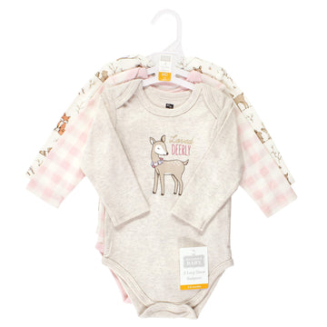 Hudson Baby Unisex Bodysuits Cotton Long-Sleeve Enchanted Forest, 3-6 Months, Enchanted Forest 3-Pack, 3-6 Months Us