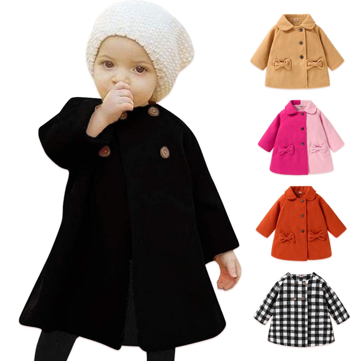 Swnone Baby Coats 2018 Fall Winter Kid Baby Girl Cloak Button Jacket Clothes Baby Outwear Clothes (Black Coat, 12-18 M)