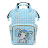 XOZOTY Elephant Wave Point Blue Diaper Bags Backpack with Name Personalized Baby Bag Nursing Nappy Bag Gifts for Mom Girl