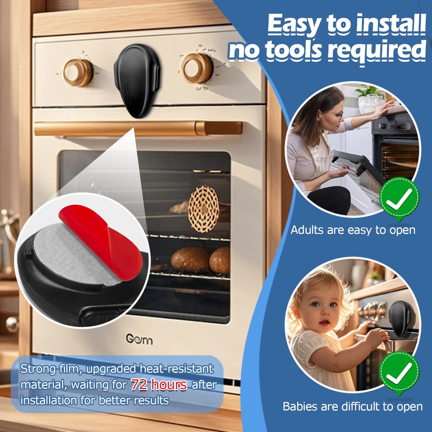 Oven Lock Child Safety (4 Pack), Kitchen Safety Oven Door Lock For Babies & Kids, Stove Child Proof, Childproof Oven Locks For T